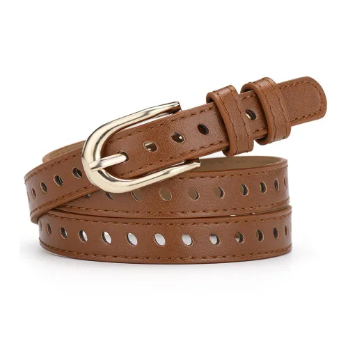 NOMK ПУ (полиуретан) Искусственная кожа Ремни Женские 3,3 см