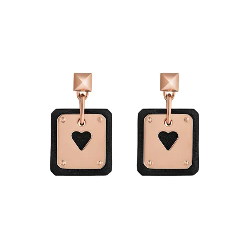 HERMES As de Coeur Серьги Черный/Розово-золотой Женские