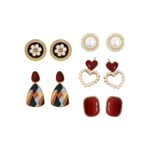 AGOVSKI Медный сплав + Искусственная жемчужина + Смола + Масляный капельный узор + Ткань + Женские серьги