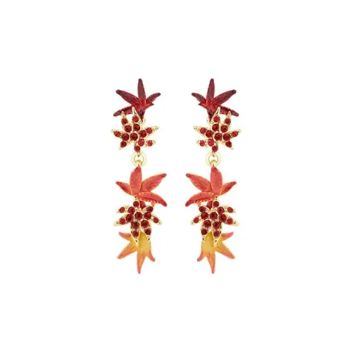 LES NEREIDES Золото-покрытие Латунь Эмаль Стекло Серьги Женские Красный