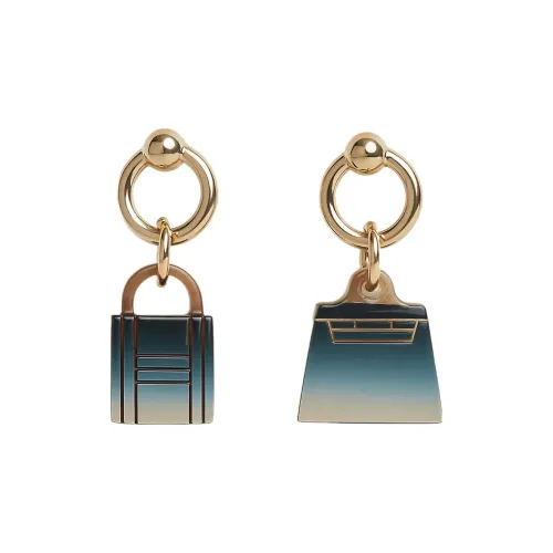 HERMES Amulettes Maroquinier Серьги Синий Градиентный/Золотой Женские