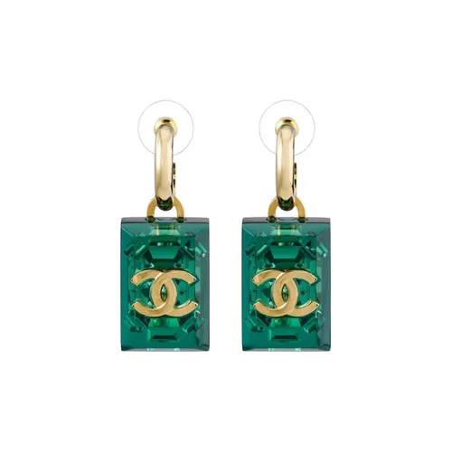 CHANEL Металлические серьги зеленого цвета для женщин