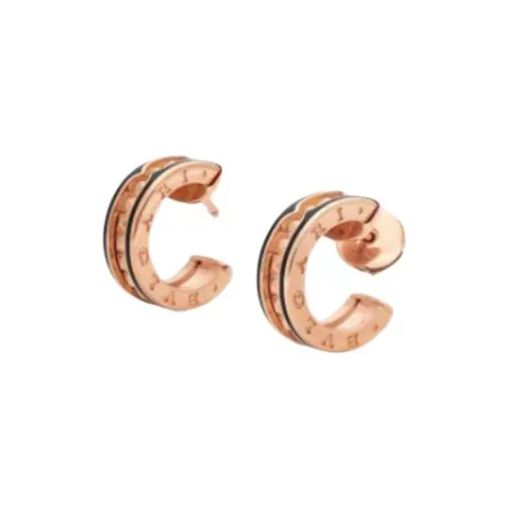 BVLGARI Серьги из розового золота и керамики унисекс