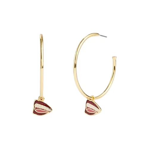 COACH Латунь с покрытием Эмаль Кубический цирконий Антиаллергический титановый сплав Серьги-гвоздики унисекс Золото