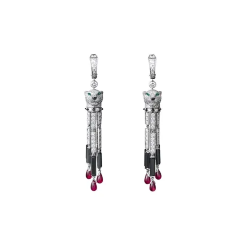 Cartier Серьги Panthère De Cartier Белое Золото, Рубины, Изумруды, Оникс, Бриллианты
