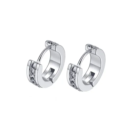 FOREVER MELODY Серьги из титанового стального сплава Мужские Черные Серебряные