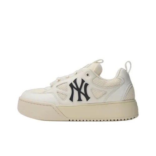 MLB Chunky Wide Slip Resistant Abrasion Resistant Low Top Скейтборд Кроссовки Unisex Белый Черный