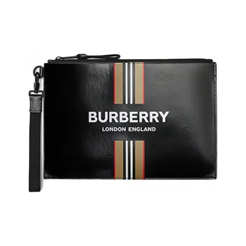 Burberry Покрытый холст Хранение Сумка Клатч Маленький Мужской Черный