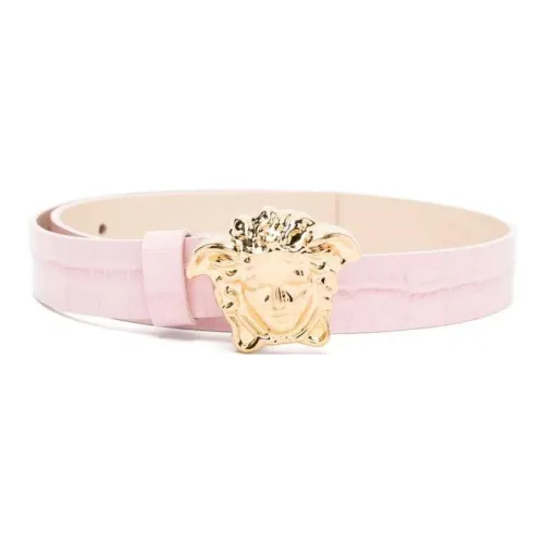 VERSACE Medusa Head Clasp Safety Pin Leather Belts Baby Pink Width 2,5CM ВЕРСАЧЕ Медуза Голова Застежка Шпилька Кожаные Ремни Малыш Розовый Ширина 2,5CM