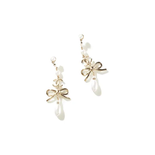 CHANEL Металлические серьги, золотые, белые, женские