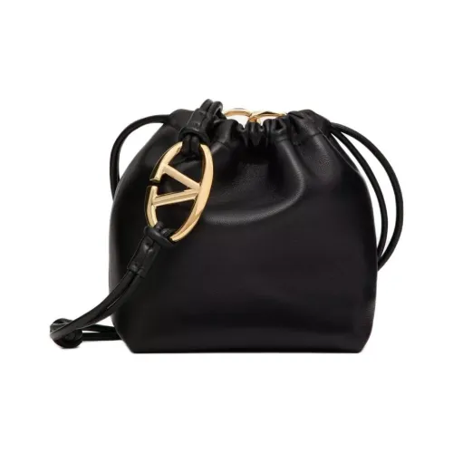 Valentino Напп-Кожа Ведрообразная Сумка через плечо Мини Женская Черная