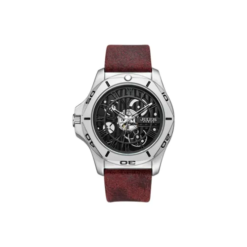 JULIUS JL Кварцевый механизм ремень из натуральной кожи черный циферблат мужские часы