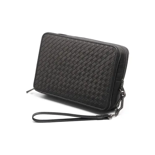 CMLZIUA Клатч из крупнозернистой текстуры коровьей кожи стандартный унисекс черный