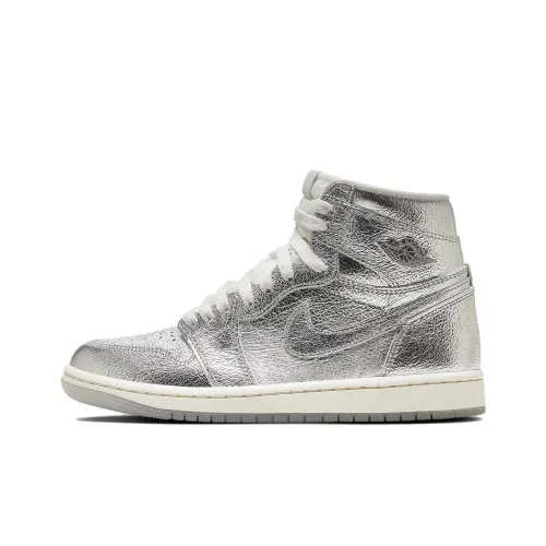 Jordan Air Jordan 1 Винтажные баскетбольные кроссовки High Top Металлический Серебристый Женские
