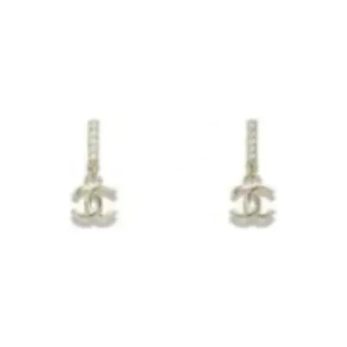 CHANEL Rhinestone Серьги Women's Silver