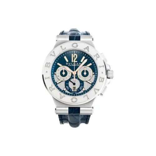 BVLGARI Watch Автоматический Механический Механизм Кожаный Ремешок 42 мм Синий Циферблат Унисекс