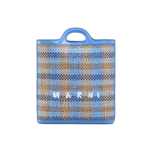 MARNI TROPICALIA Рафия с кожаными вставками Сумка Сумка через плечо Сумка через плечо Женская Синяя Коричневая Опал