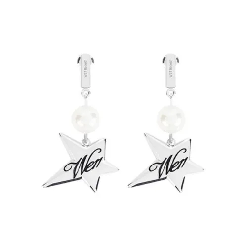 WE11DONE Латунные серьги-кольца Swarovski жемчужные унисекс серебряные