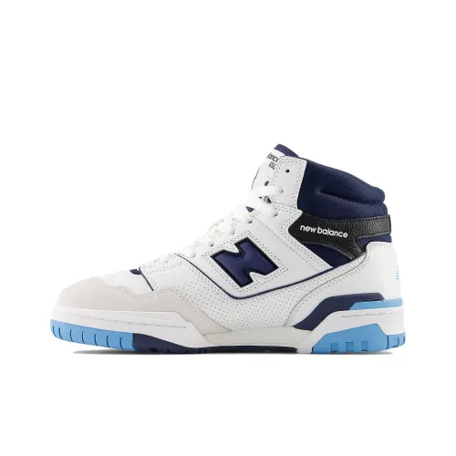 New Balance NB 650 Устойчивый к истиранию Дышащий Высокий Топ Винтажные Баскетбольные Кроссовки Мужские Белый Синий