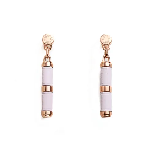 HERMES Металл Телячья кожа Розовое золото с покрытием Серьги Женские Светло-фиолетовый