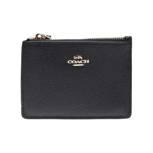 COACH Mini Id Skinny кожаный кошелек мини женский черный