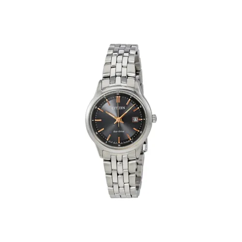 CITIZEN Солнечный Кварцевый Механизм Нержавеющая Сталь Ремешок Часы 28 мм Женские Часы Черный Циферблат EW2400 58H