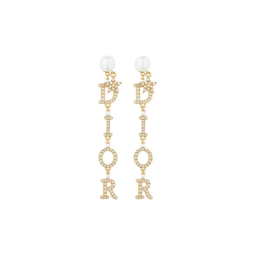 DIOR Кристальный/Полудрагоценный Каменный Серьги Золотые Женские