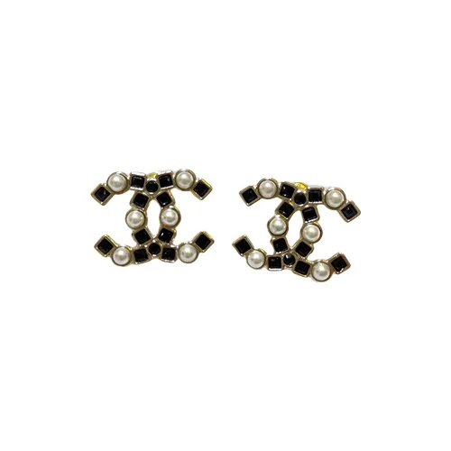 CHANEL Серьги с искусственным жемчугом Черный/золотой Женские