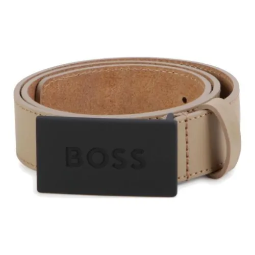 BOSS Логотип Украшение Кожаные ремни Детский Коричневый Ширина 3 см