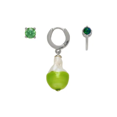 Panconesi Латунь Кристалл Опал Серьги Унисекс Зеленый