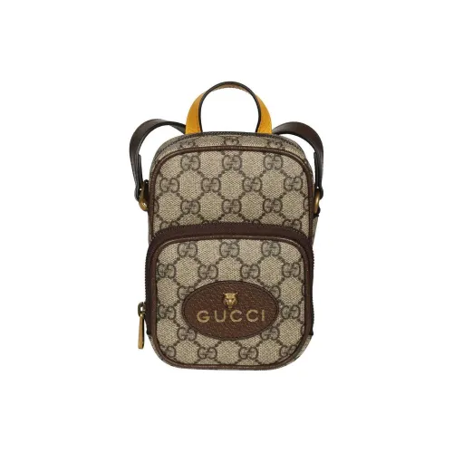 GUCCI Neo Vintage Series Чехол для телефона из холста и кожи сумка через плечо стандартная мужская цвет эбеновое дерево