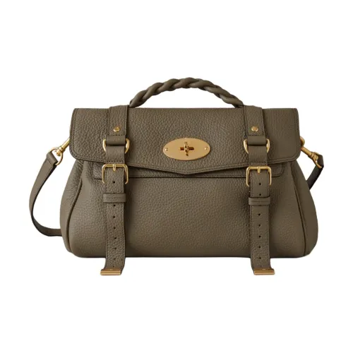 Mulberry Alexa Коровья кожа крупнозернистая Сумка через плечо Сумка Женская Лен Зеленый