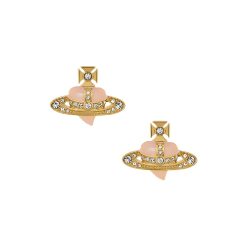 Vivienne Westwood Опал Эмаль Латунь Золото с покрытием Кристалл Серьги-гвоздики Женские Персиковый Золотой