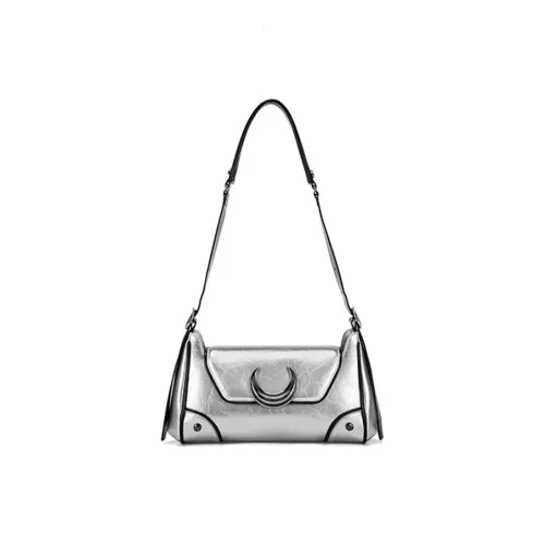 JELLYTOYBOY Корова Кожа Moon Shadow Сумка Плечевая Сумка Сумка-багет Сумка через плечо Женская Розовая Серебряная