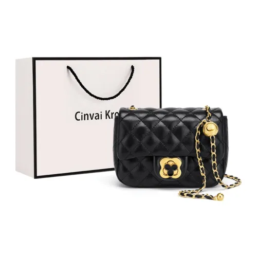 CinvaiKrose Микрофибра Корова Кожа Сумка через плечо Маленькая Женская Ромб Узор Черный