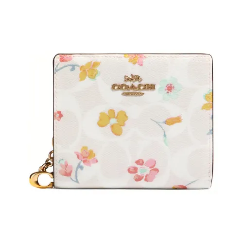 COACH Snap Wallet Кожаный держатель для карт Клатч Кошелек Женский Белый