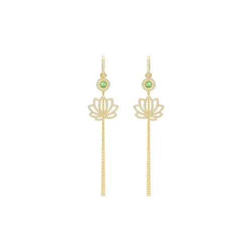 SWAROVSKI SYMBOL Кристальные Серьги Золотые/Зеленые Женские