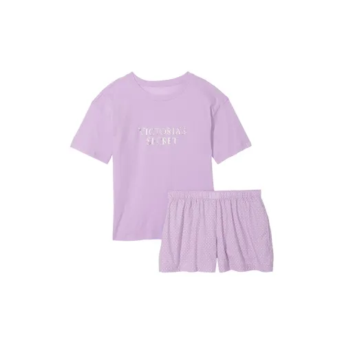 Victoria's Secret Хлопок Короткий Tee Jama Комплект Единорог Фиолетовый MD Комплект Пижамы Женские Фиолетовый