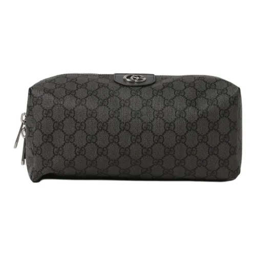 GUCCI Ophidia Холст с кожей Косметичка Сумка для туалетных принадлежностей Клатч Мужской Черный Серый