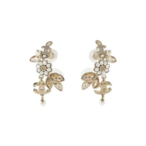 CHANEL Искусственный жемчуг кристалл серьги женские золото