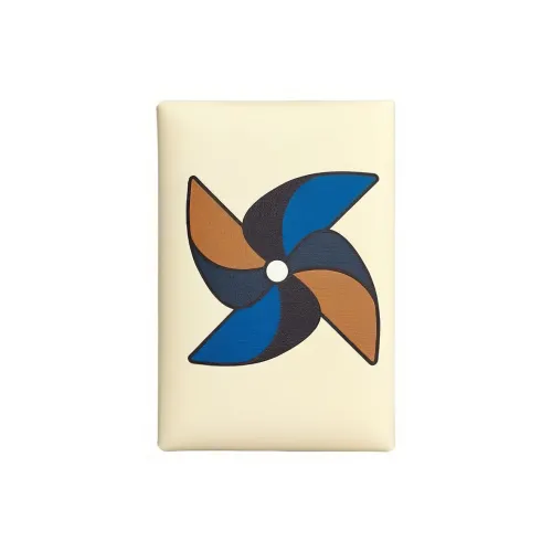 HERMES Calvi Duo Swift Телячья кожа Держатель для карт Женский Серый Белый и Французский Синий