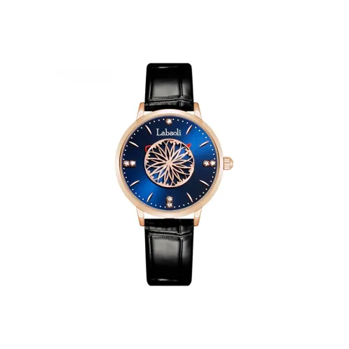 Labaoli Кварцевый механизм кожаный ремешок женские часы синий циферблат