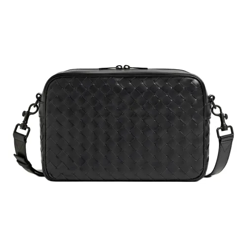 Bottega Veneta Intrecciato Телячья кожа Сумка через плечо Средняя Мужская Матовый Черный