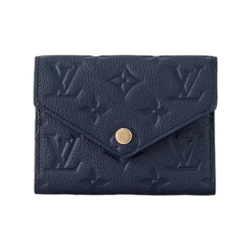 LOUIS VUITTON Victorine Мягкий крупнозернистая кожа коровы Victoria Кошелек Женский Морской синий