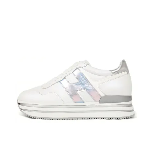 HOGAN Midi Low Топ Обувь на платформе Женская Белая Серебряная