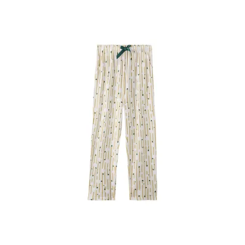 FENTENG Пижамные штаны женские светло-желтые в полоску
