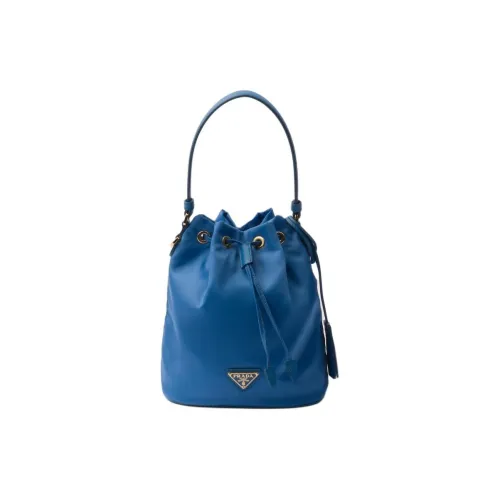 PRADA RE Нейлоновая ткань с кожаными вставками ведрообразная сумка сумка через плечо мини-сумка женская светло-синий