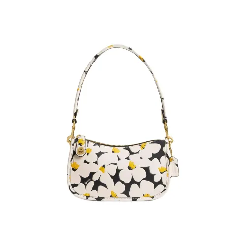 COACH Swinger Перчаточная дубленая кожа Сумка Сумка через плечо Маленькая Женская Латунь