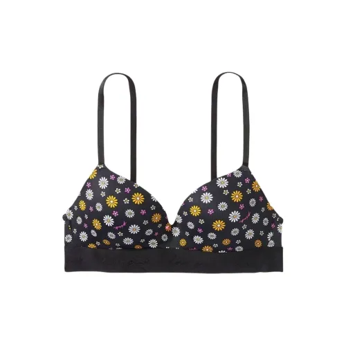 Бюстгальтер Victoria's Secret женский черный с принтом "Маргаритка"