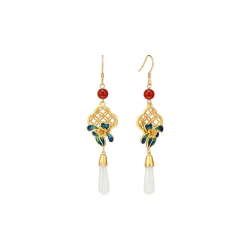 YUOFFICIAL Серьги из нефрита с цветной глазурью Женские